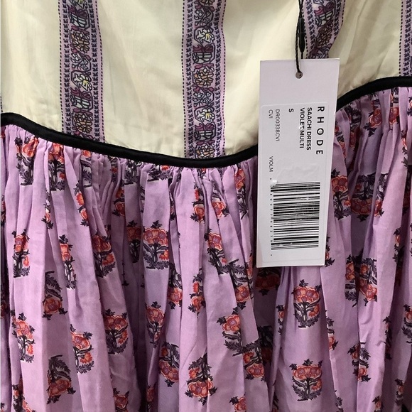 Rhode Resort Saachi Midi Dress Violet Floral Sleeveless Summer Boho Chic Sz.Sm​​ - Picture 3 of 15